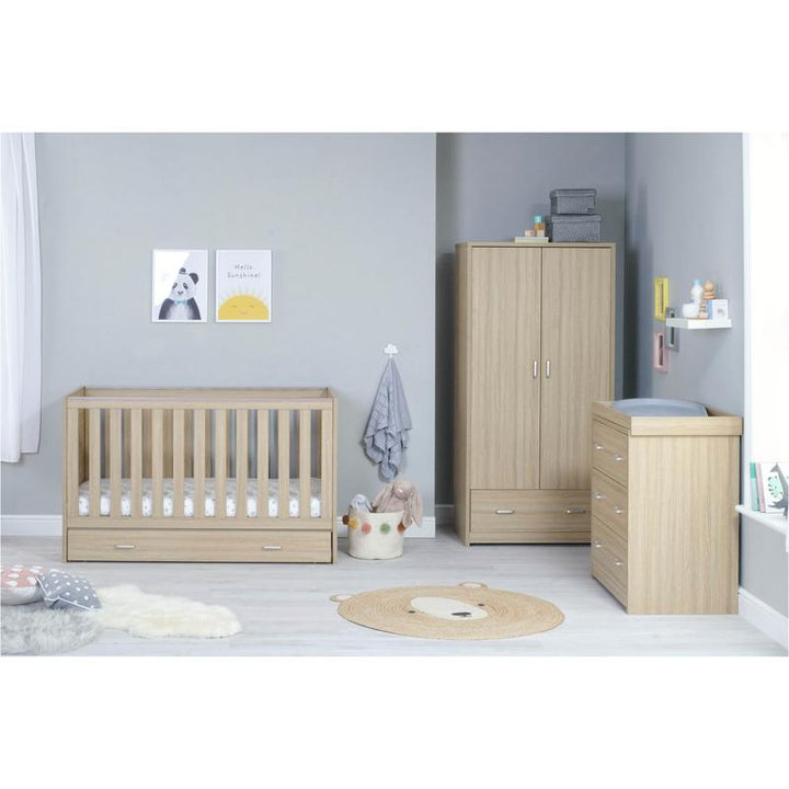 Babymore Veni 3 Piece Room Set with Drawer, Warm Oak