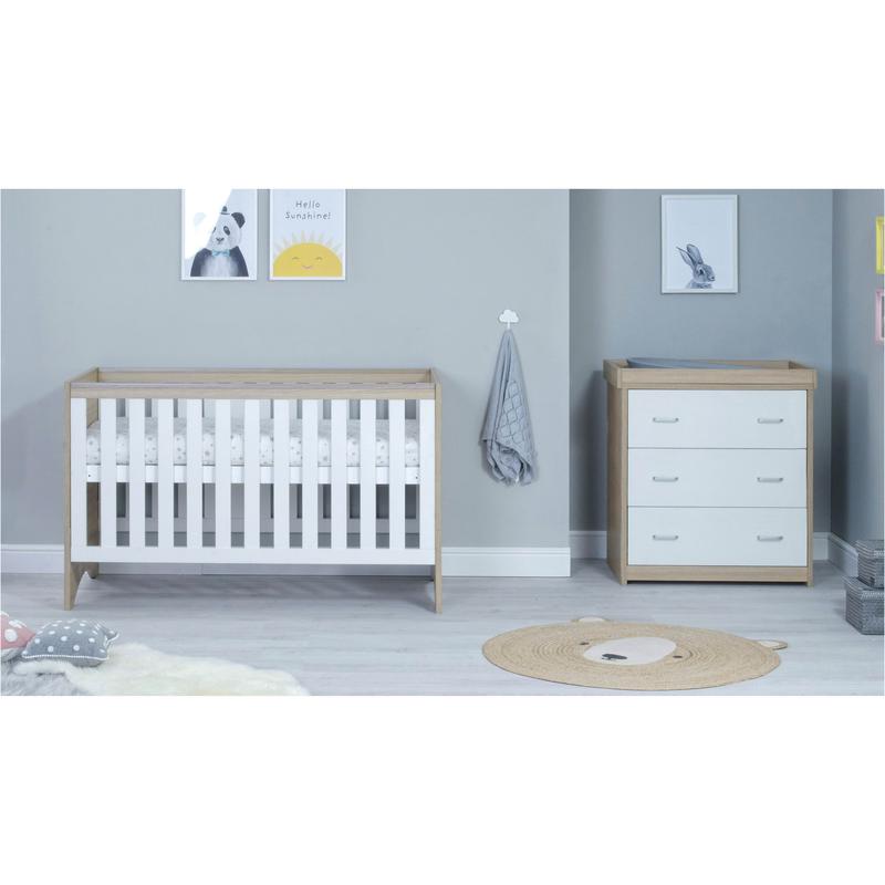Babymore Veni 2 Piece Room Set, Warm Oak & White