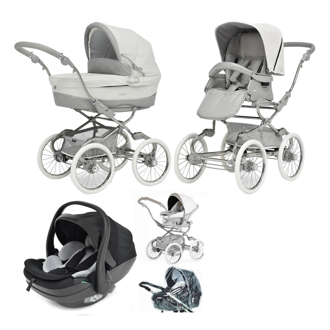 Bebecar Stylo Class+ Pram + New Aurea Car Seat Travel System + Raincover + FREE Changing Bag, Halo