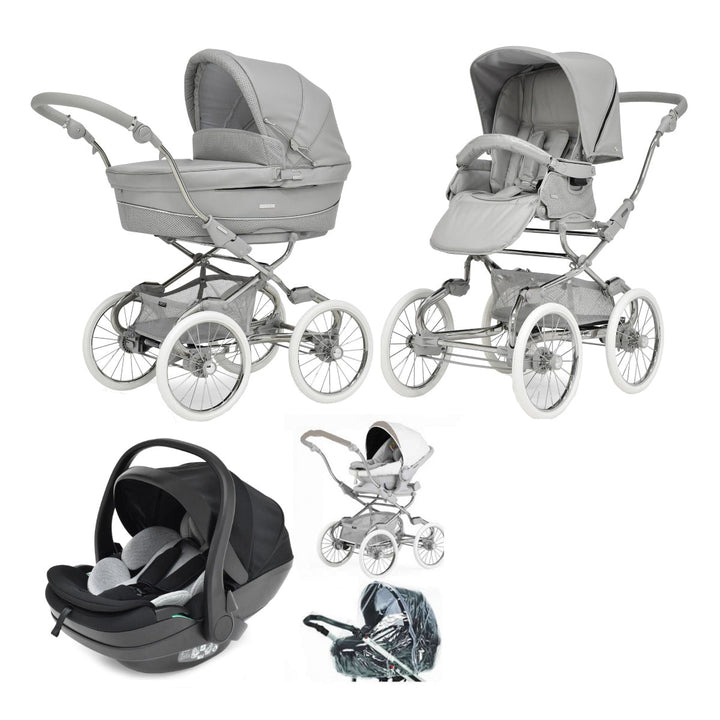 Bebecar Stylo Class+ Pram + New Aurea Car Seat Travel System + Raincover + FREE Changing Bag, Graphite