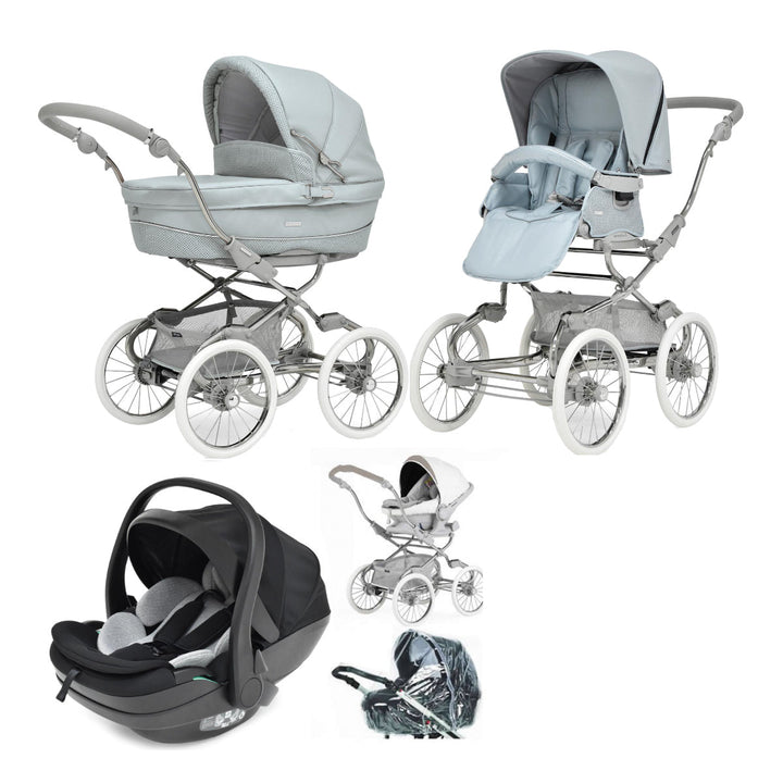Bebecar Stylo Class+ Pram + New Aurea Car Seat Travel System + Raincover + FREE Changing Bag, Celestine