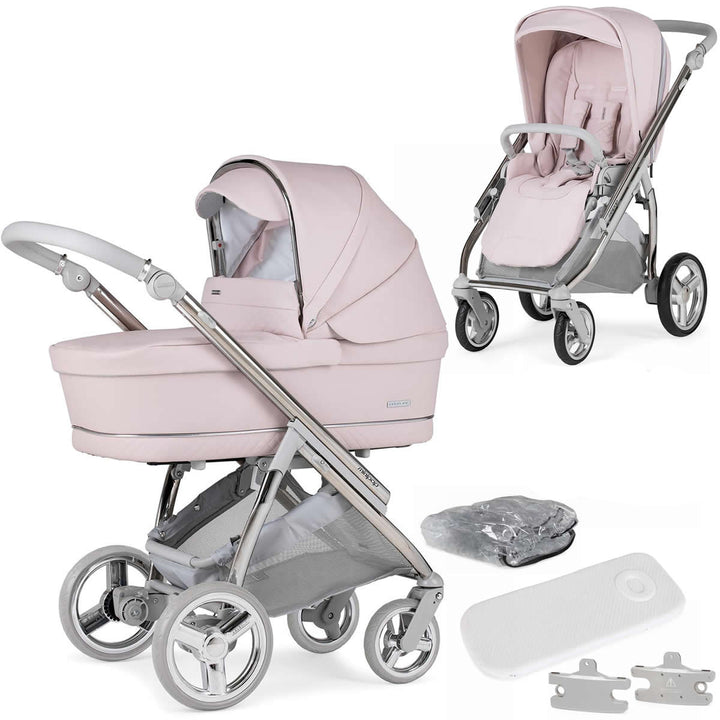 Bebecar Minipop Duo 2 in 1 Pram + Raincover, Pink