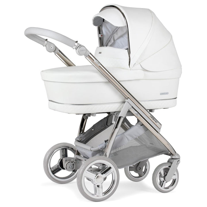 Bebecar Minipop Trio 3 in 1 Travel System + Lie Flat Car Seat, White Delight