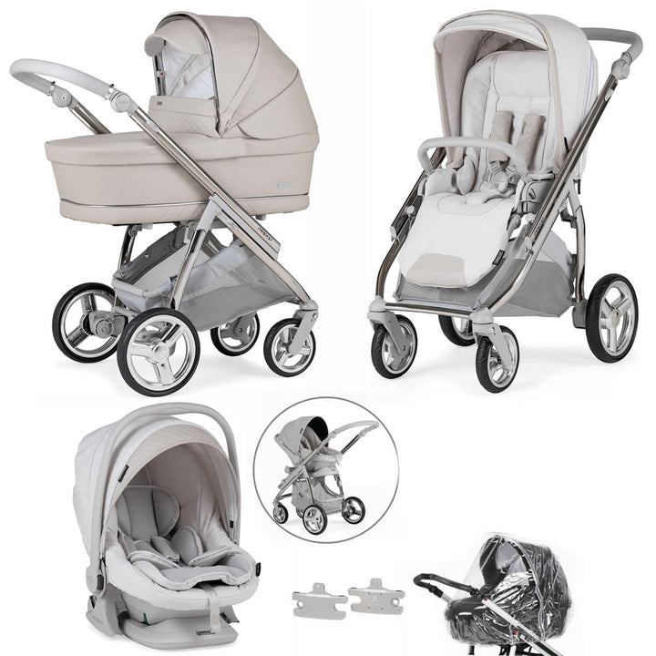 Bebecar Minipop Trio 3 in 1 Travel System + Lie Flat Car Seat, Stone