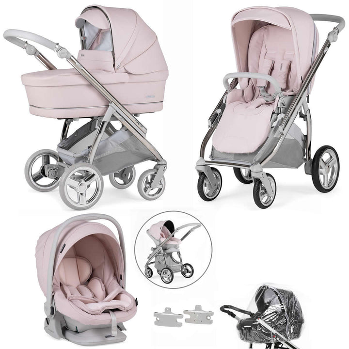 Bebecar Minipop Trio 3 in 1 Travel System + Lie Flat Car Seat, Pink