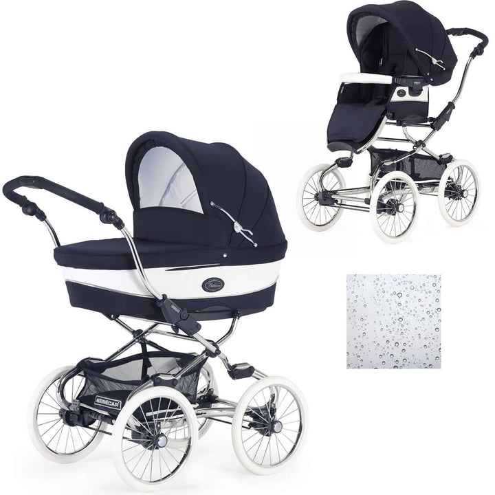 Bebecar Stylo Class+ 2 in 1 Pram + Raincover, Oxford Blue
