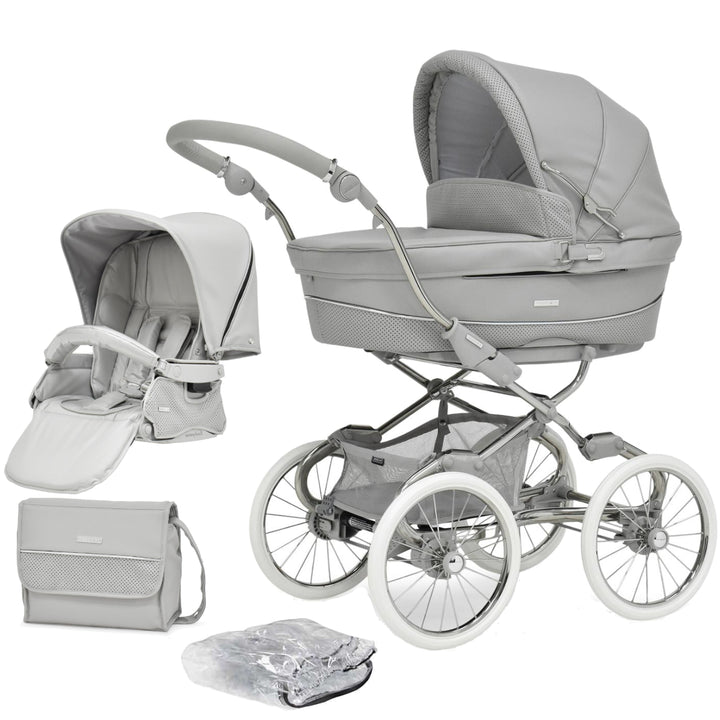 Bebecar Stylo Class+ 2 in 1 Pram + Raincover, FREE Changing Bag, Graphite