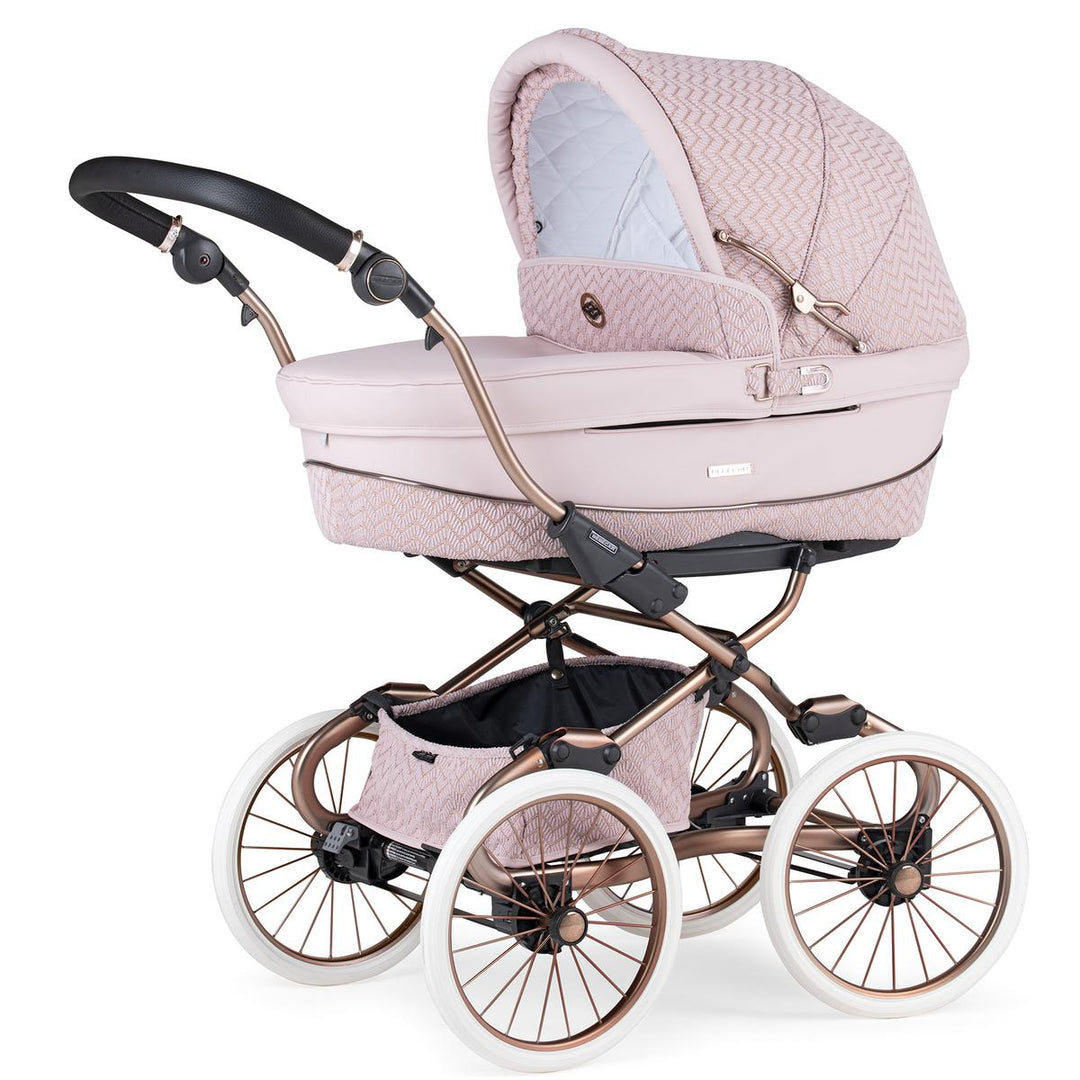 Bebecar Prive Stylo Class+ 2 in 1 Pram + Raincover, FREE Changing Bag, Woven Pink