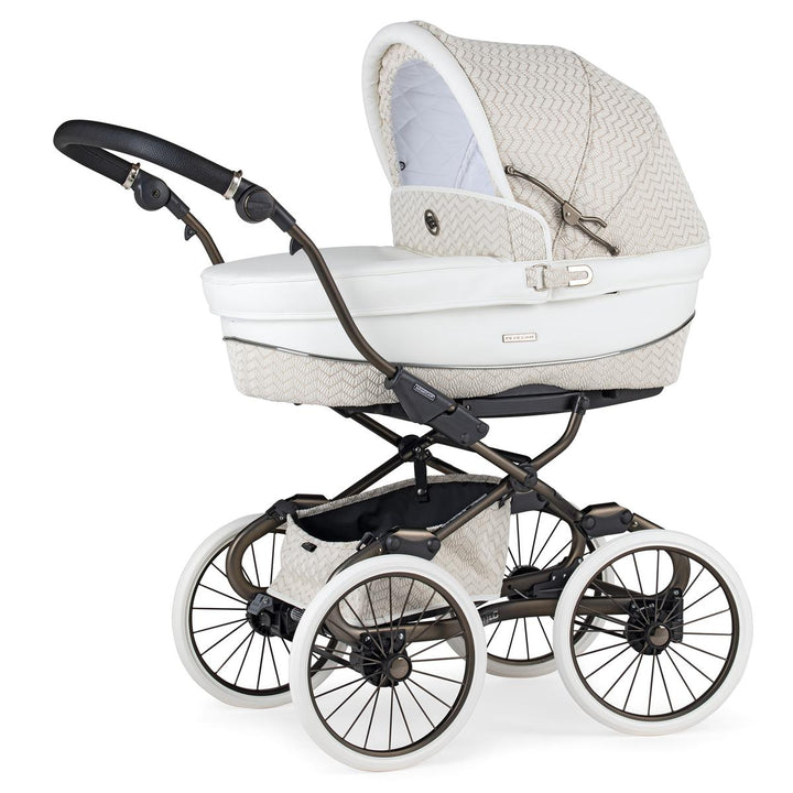 Bebecar Prive Stylo Class+ 2 in 1 Pram + Raincover, FREE Changing Bag, Woven White
