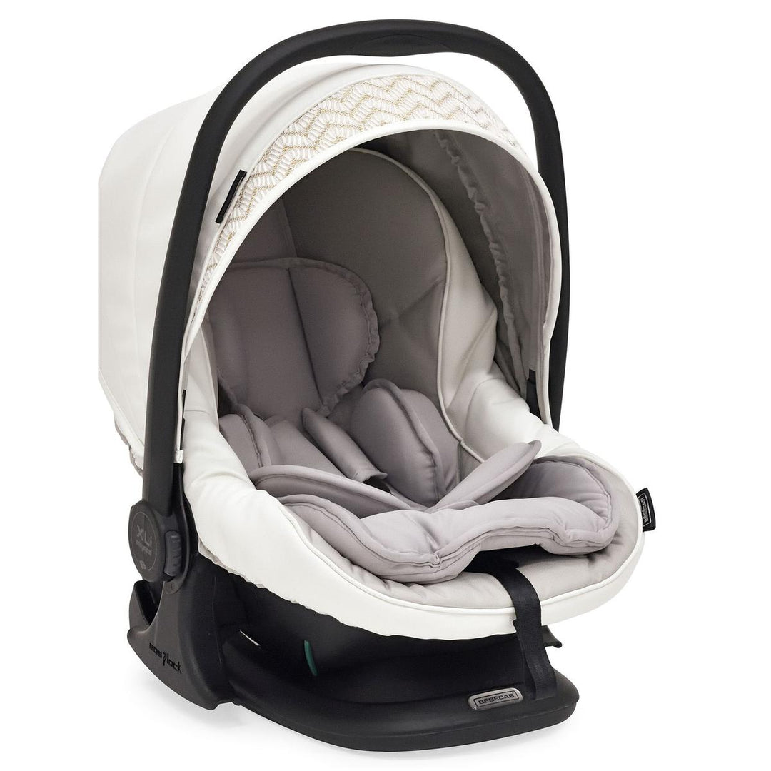 Bebecar Prive Stylo Class+ Pram + i-Size Car Seat Travel System + Raincover, FREE Changing Bag, Woven White