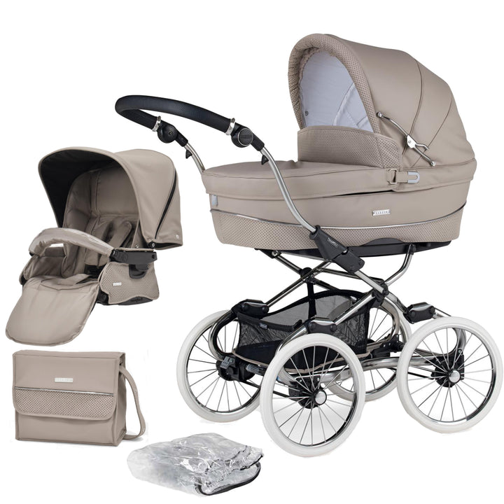 Bebecar Stylo Class+ 2 in 1 Pram + Raincover, FREE Changing Bag, Truffle
