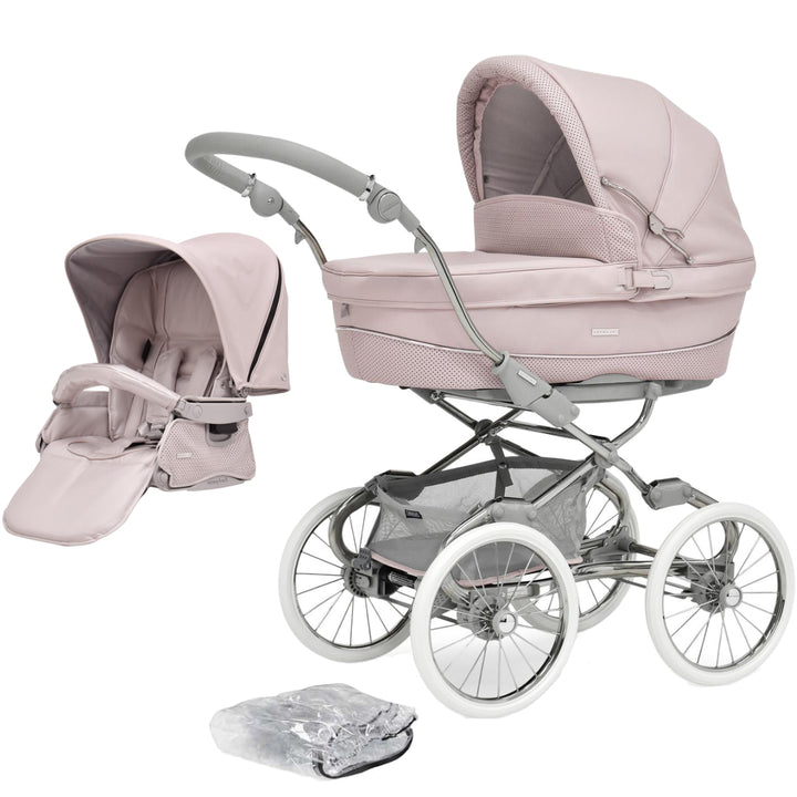 Bebecar Stylo Class+ 2 in 1 Pram + Raincover, FREE Changing Bag, Roselle
