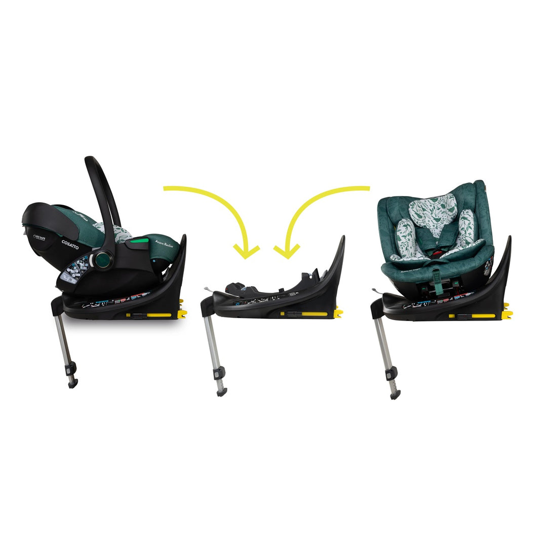 Cosatto Wow 3 Special Edition All Stage Family Rotate & Recline 2 Base Bundle, Wildwood