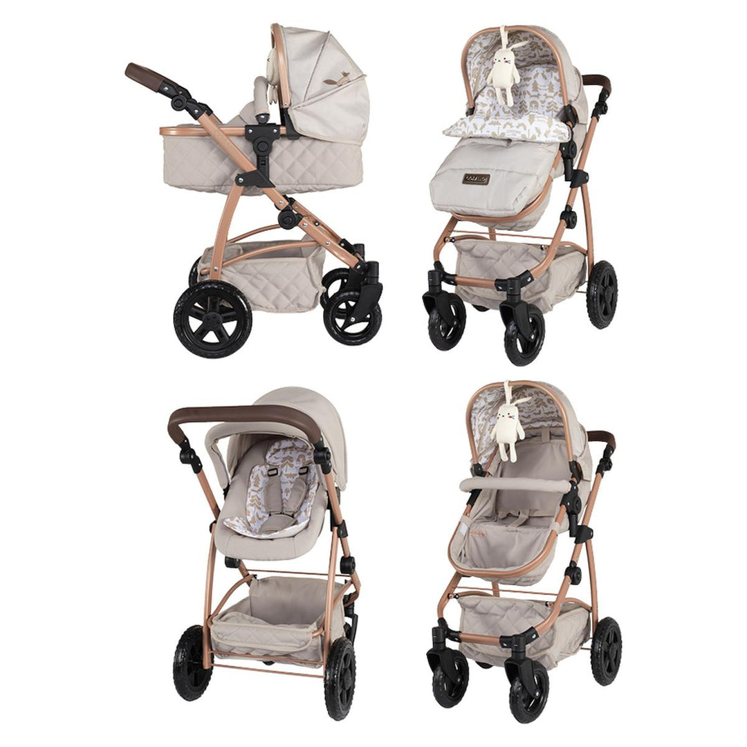 Cosatto Wow 3 in 1 Dolls Pram and Car Seat Travel System Bundle, Whisper