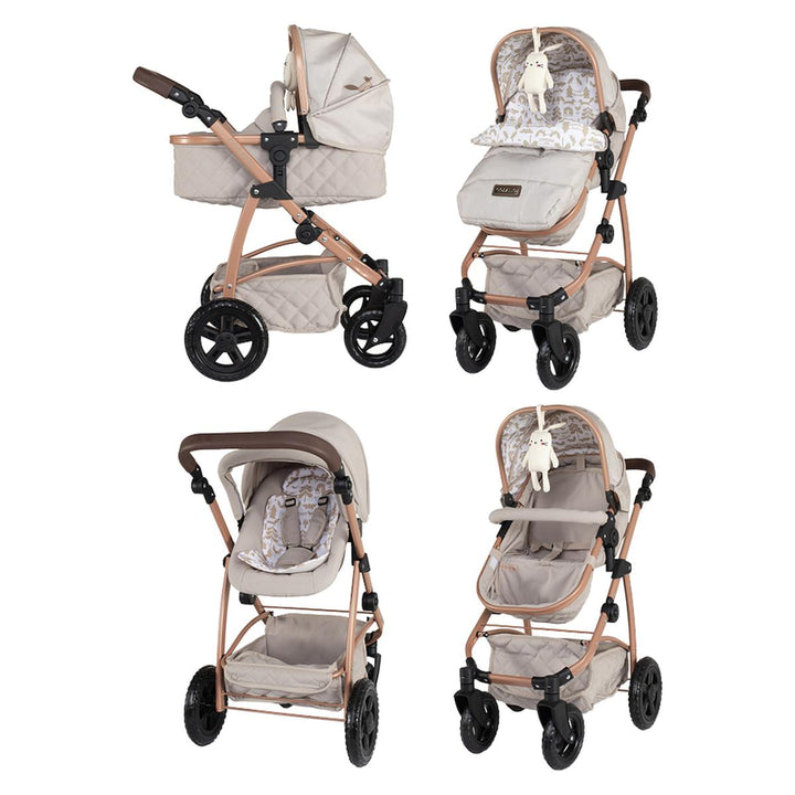 Cosatto Wow 3 in 1 Dolls Pram and Car Seat Travel System Bundle, Whisper
