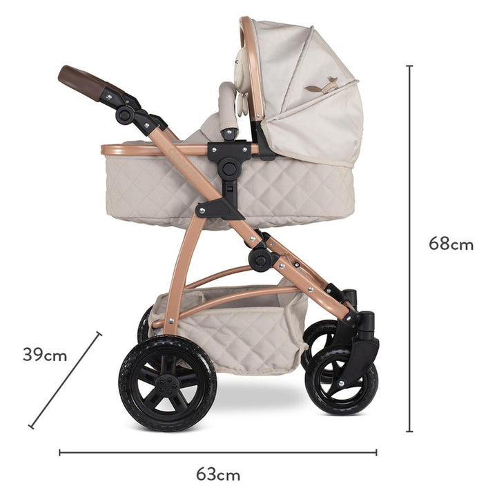Cosatto Wow 3 in 1 Dolls Pram and Car Seat Travel System Bundle, Whisper
