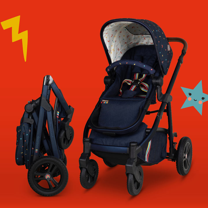 Cosatto Wow 3 Rotate & Recline Cozy Bundle, Doodle Days