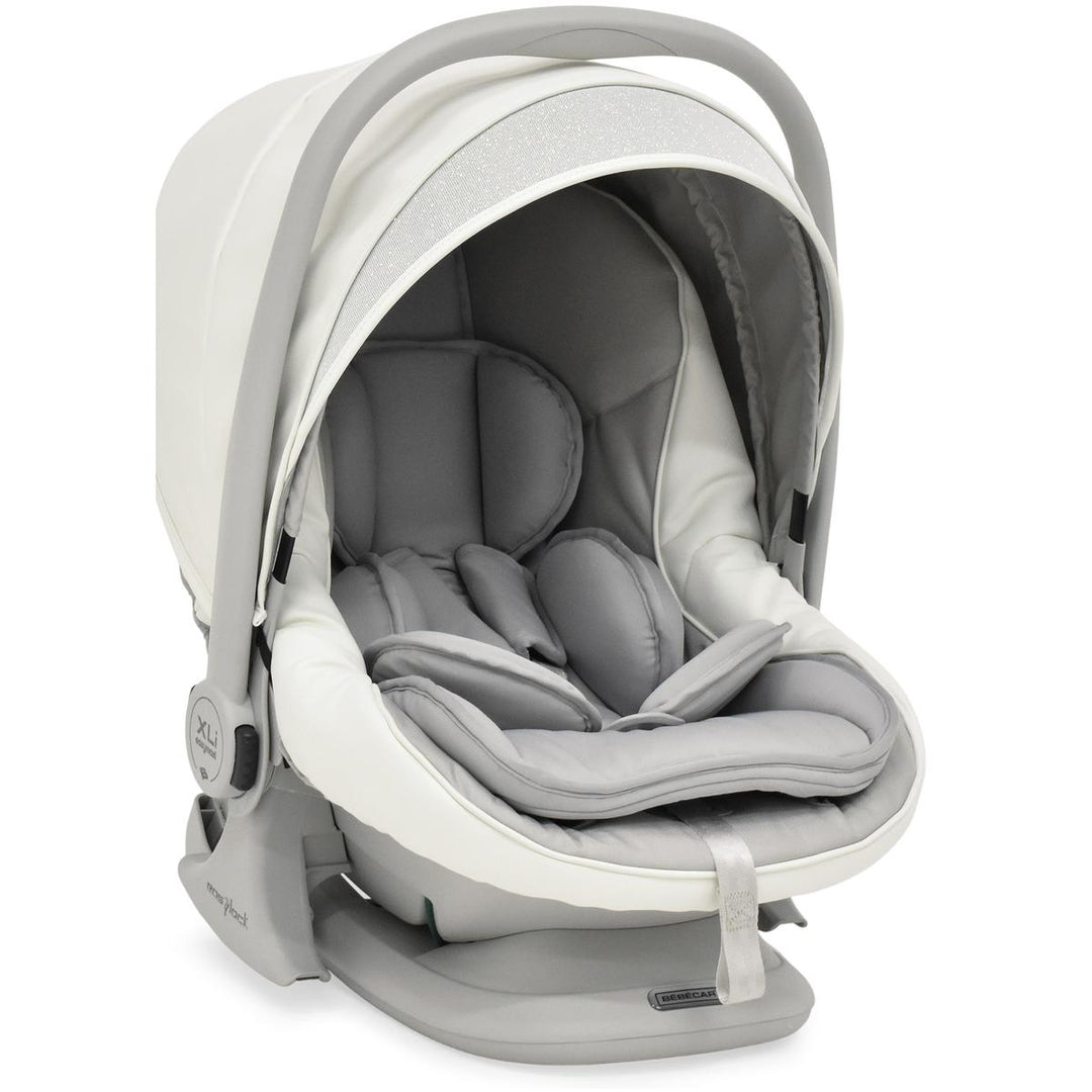Bebecar Prive Stylo Class+ Pram + i-Size Car Seat Travel System + Raincover, FREE Changing Bag, White Sparkle