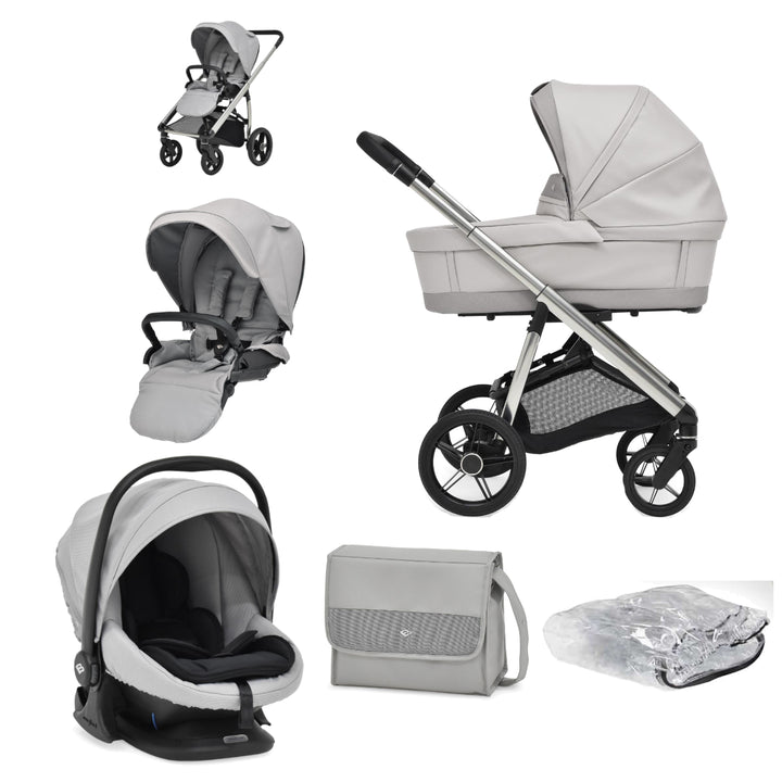 Bebecar Face Combi + Lie Flat Car Seat Travel System + Raincover, FREE Changing Bag, Mist
