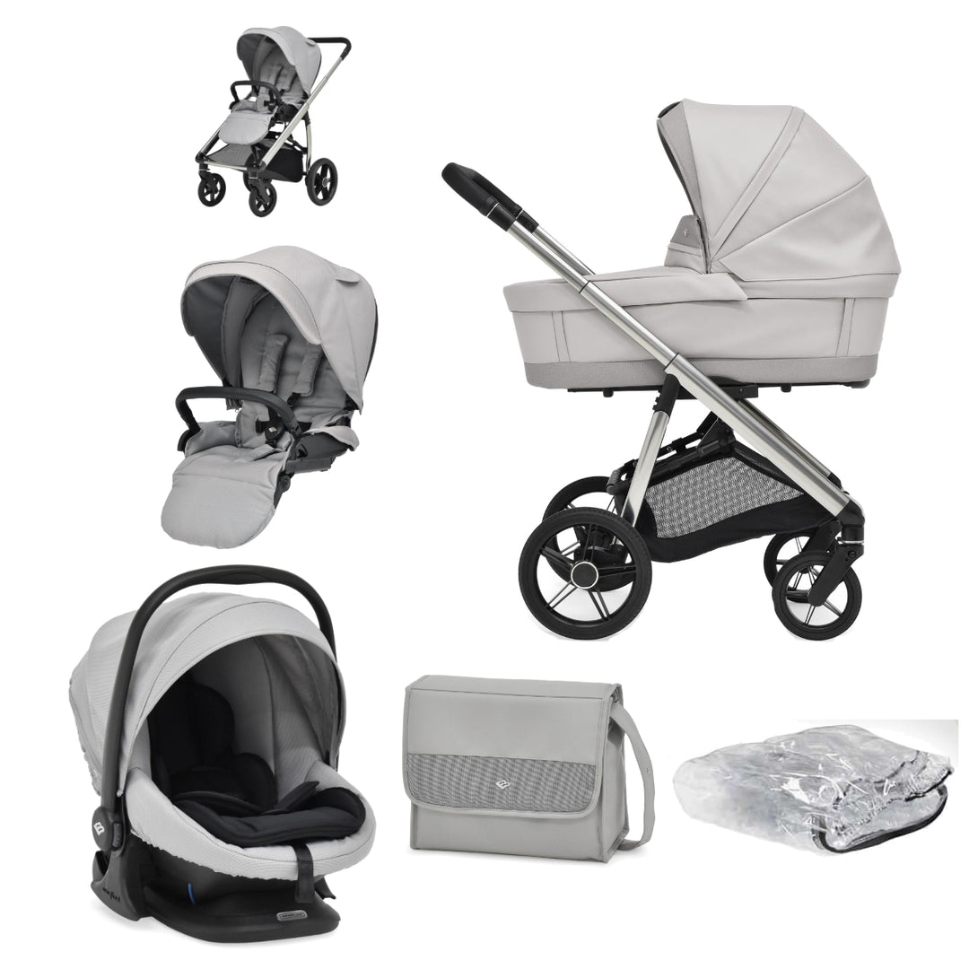 Bebecar Face Combi + Lie Flat Car Seat Travel System + Raincover, Mist