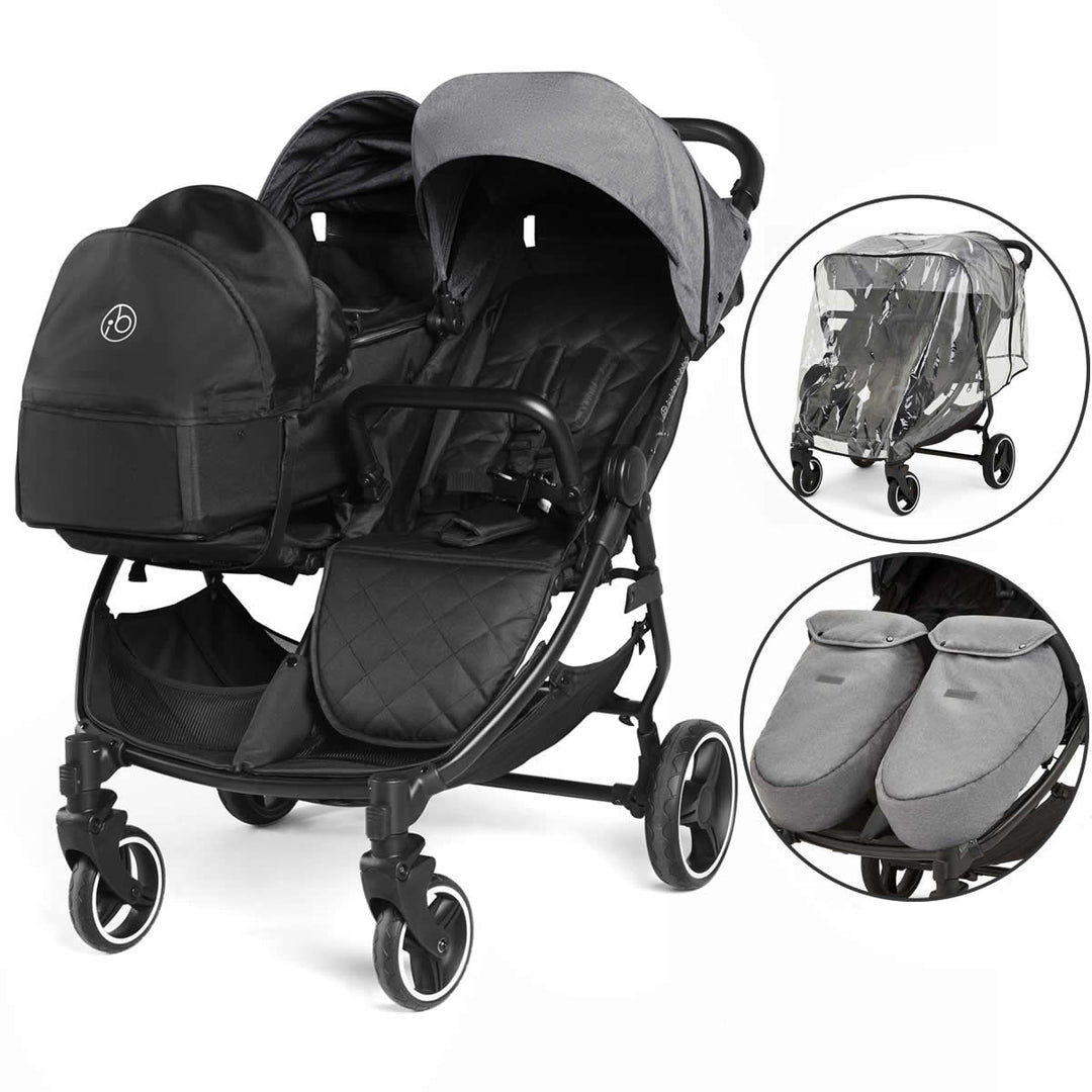 Ickle Bubba Venus Prime Double Stroller, Grey – Trendy Baby