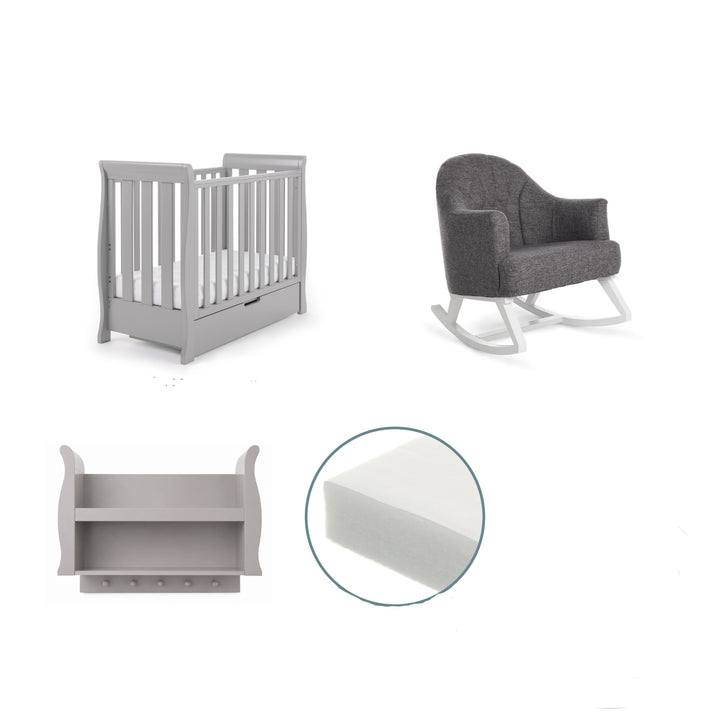 Obaby Stamford Space Saver Warm Grey 4 Piece Nursery Bundle