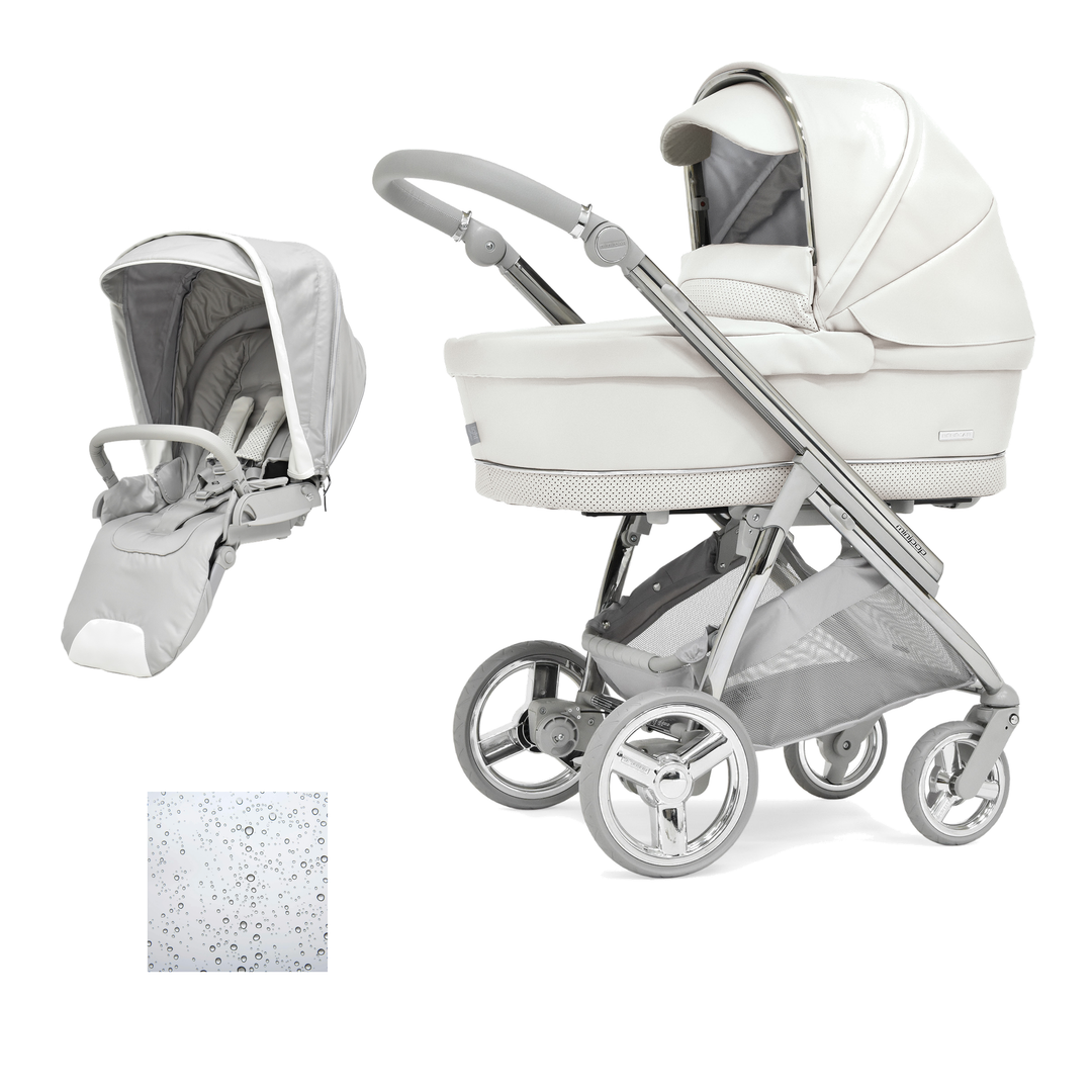 Bebecar Minipop Duo 2 in 1 Pram + Raincover, Porcelaine
