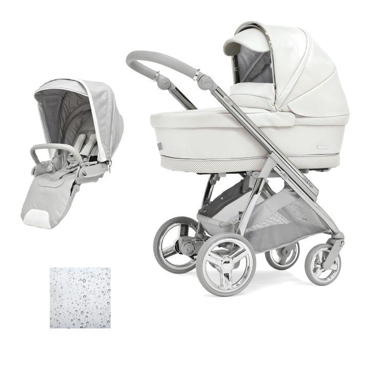 Bebecar Minipop Duo 2 in 1 Pram + Raincover, Porcelaine