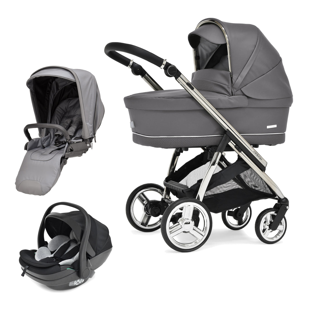 Bebecar Minipop Duo 2 in 1 Pram + New Aurea Car Seat Travel System + Raincover, Peppercorn