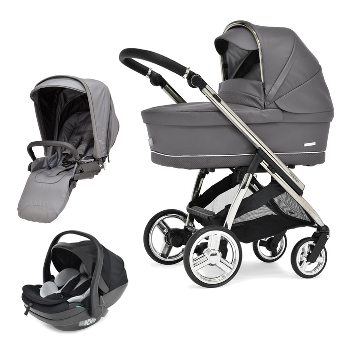 Bebecar Minipop Duo 2 in 1 Pram + New Aurea Car Seat Travel System + Raincover, Peppercorn