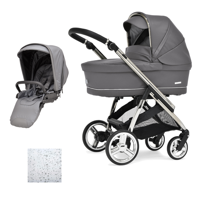 Bebecar Minipop Duo 2 in 1 Pram + Raincover, Peppercorn