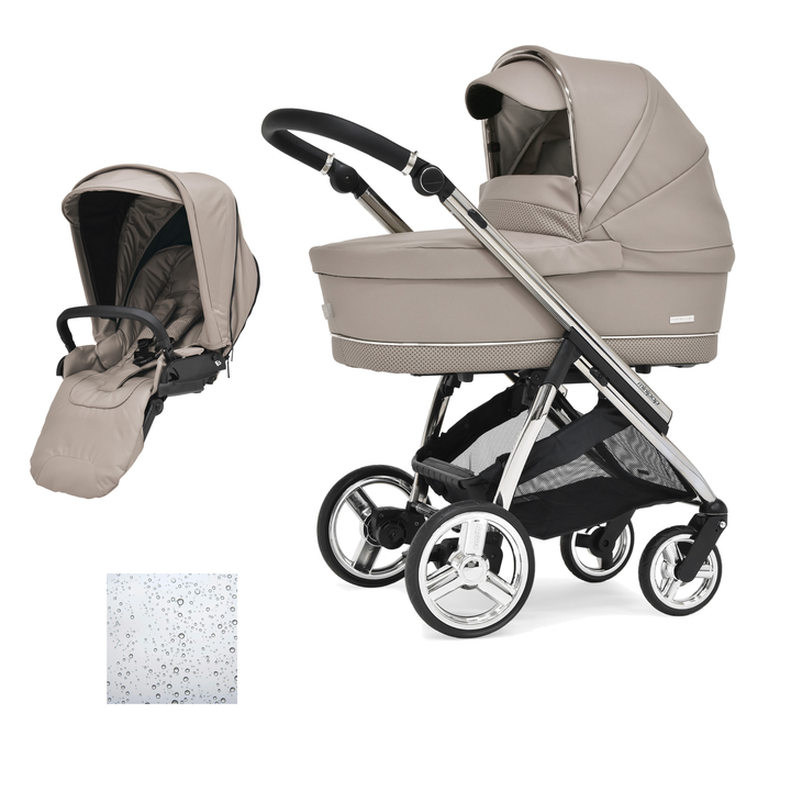 Bebecar Minipop Duo 2 in 1 Pram + Raincover, Truffle