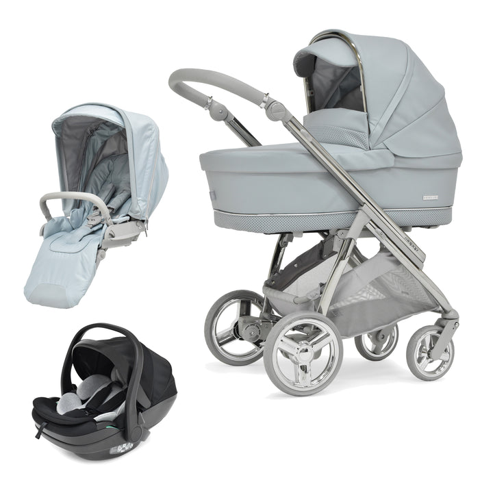 Bebecar Minipop Duo 2 in 1 Pram + New Aurea Car Seat Travel System + Raincover, Celestine