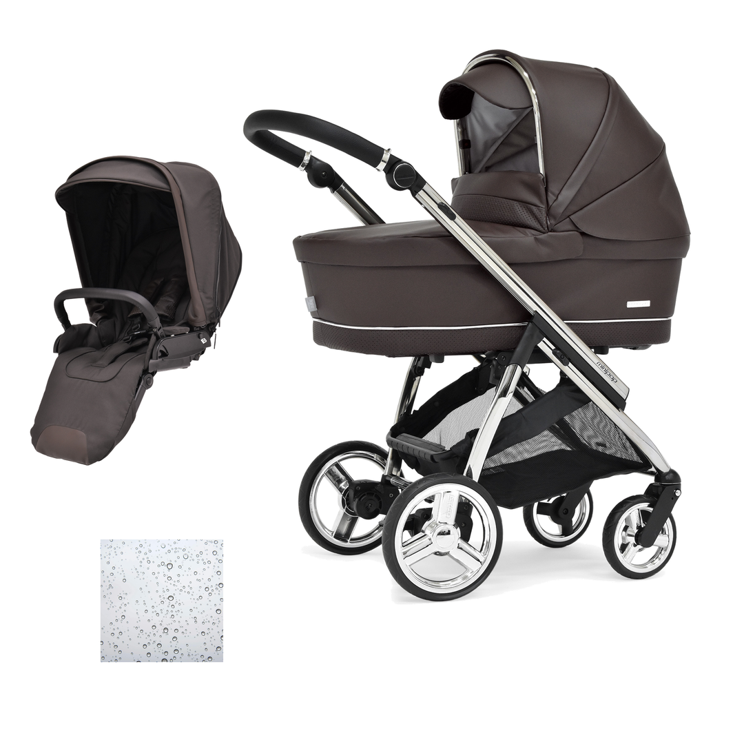 Bebecar Minipop Duo 2 in 1 Pram + Raincover, Cacao