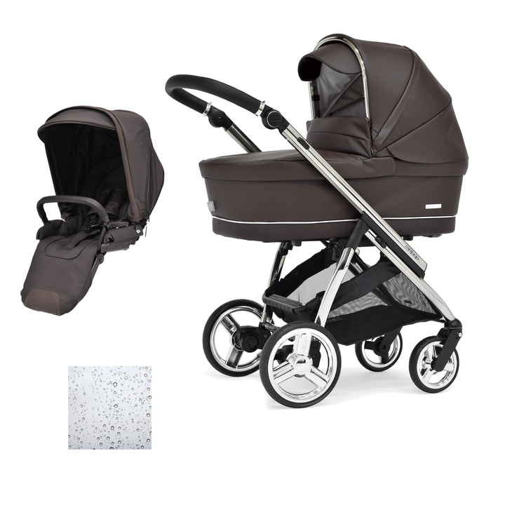 Bebecar Minipop Duo 2 in 1 Pram + Raincover, Cacao