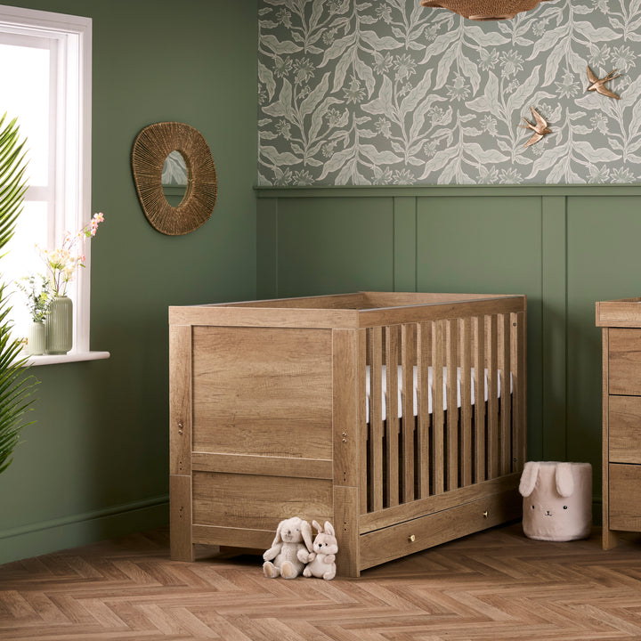 Obaby Nika Cot Bed & Under Drawer - Oak