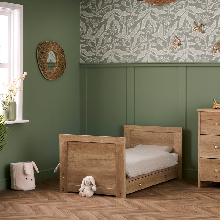 Obaby Nika Cot Bed & Under Drawer - Oak