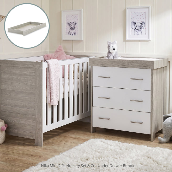 Obaby Nika Mini 2 Piece Room Set - Grey Wash & White