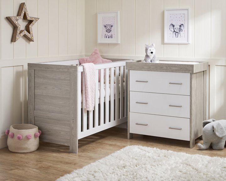 Obaby Nika Mini 2 Piece Room Set - Grey Wash & White