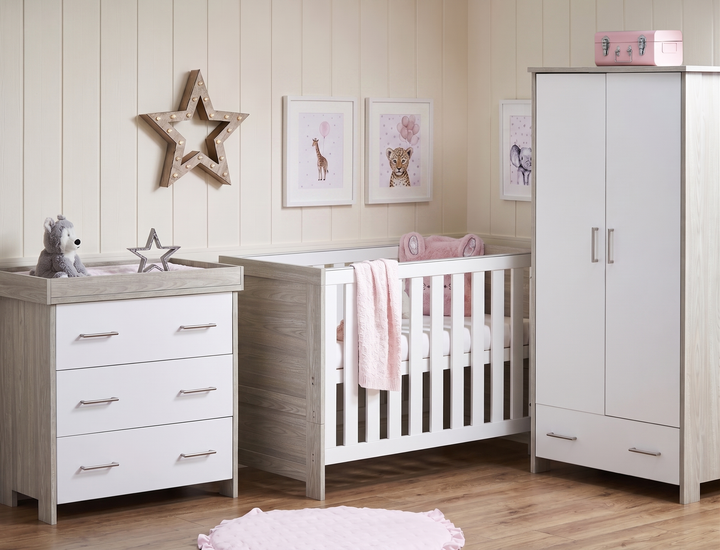 Obaby Nika Mini 3 Piece Room Set & Underdrawer - Grey Wash & White