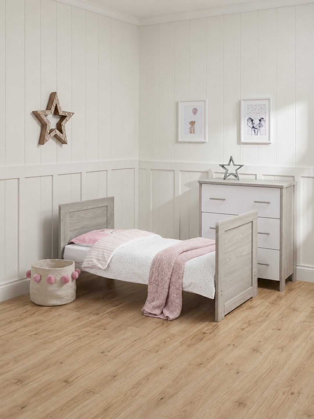 Obaby Nika Mini 2 Piece Room Set - Grey Wash & White
