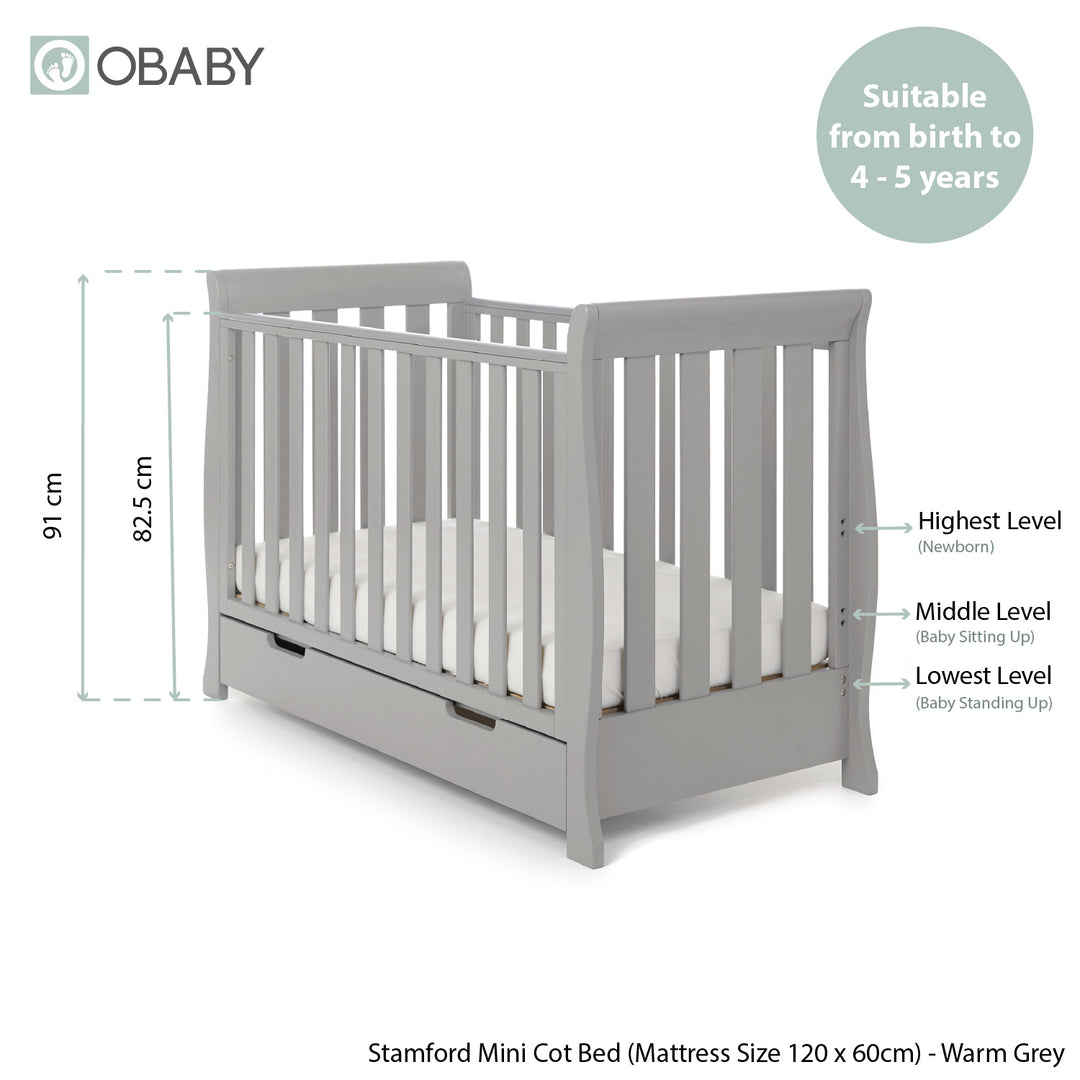 Obaby Stamford Mini 6 Piece Nursery Bundle – Warm Grey