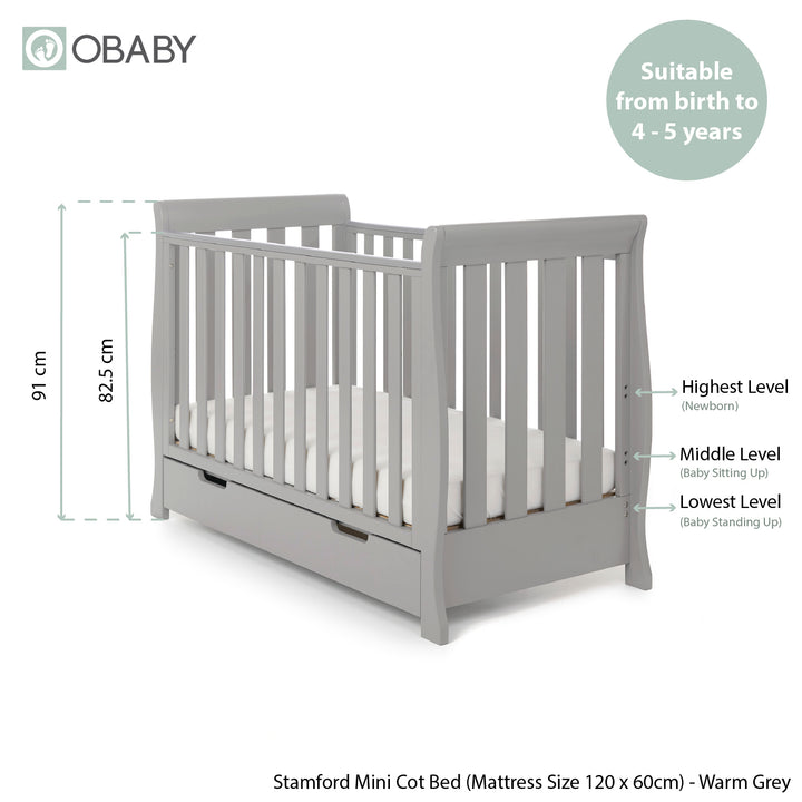 Obaby Stamford Mini 6 Piece Nursery Bundle – Warm Grey