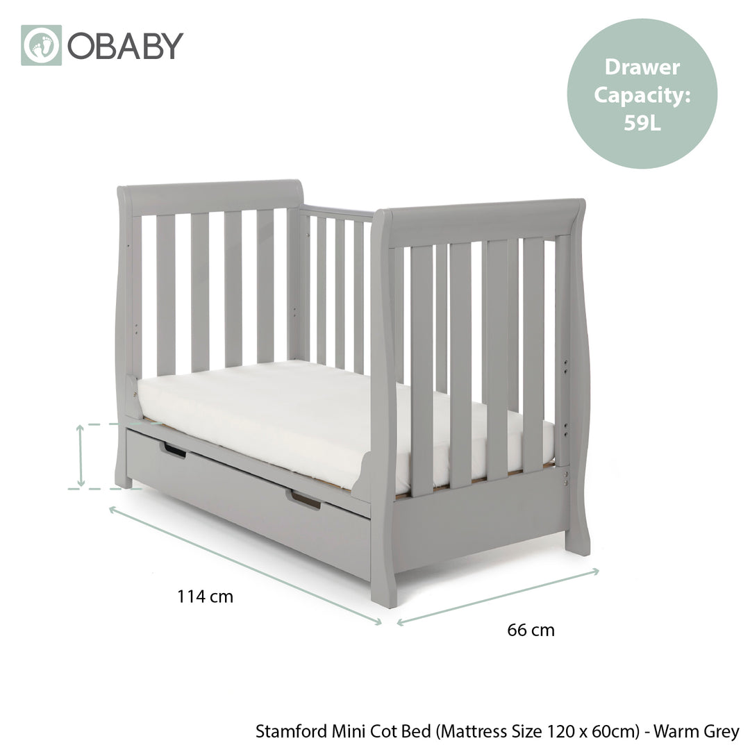 Obaby Stamford Mini 6 Piece Nursery Bundle – Warm Grey