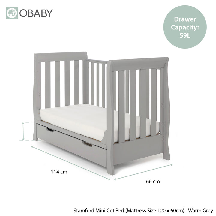 Obaby Stamford Mini 6 Piece Nursery Bundle – Warm Grey