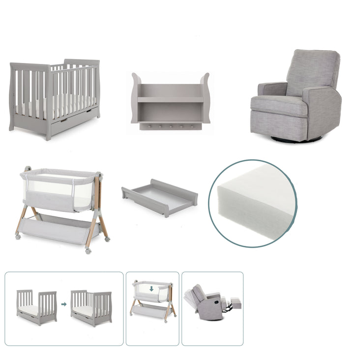 Obaby Stamford Mini 6 Piece Nursery Bundle – Warm Grey