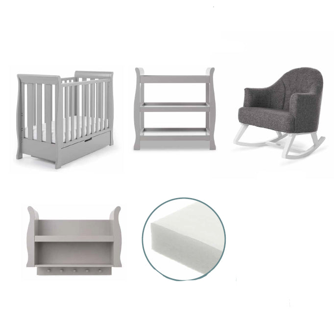 Obaby Stamford Space Saver Warm Grey 5 Piece Nursery Bundle