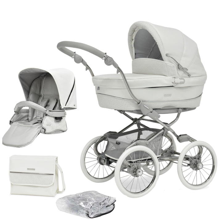 Bebecar Stylo Class+ 2 in 1 Pram + Raincover, FREE Changing Bag, Porcelaine