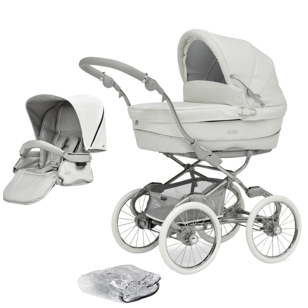 Bebecar Stylo Class+ 2 in 1 Pram + Raincover + FREE Changing Bag, Porcelaine