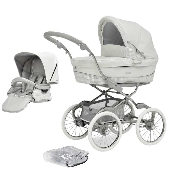 Bebecar Stylo Class+ 2 in 1 Pram + Raincover + FREE Changing Bag, Porcelaine
